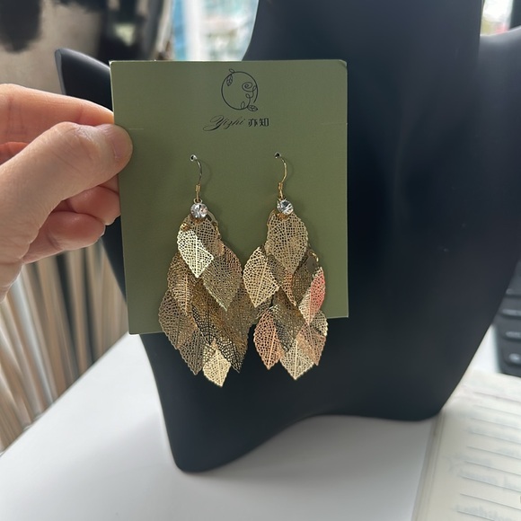 Sterling Silver 925 Chain Link Textured Dangly Earrings - Picture 2 of 5